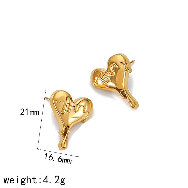 1 Pair Simple Classic Style Heart Shape Stainless Steel 18k Gold Plated Women's Stud Earrings h5 Picture2